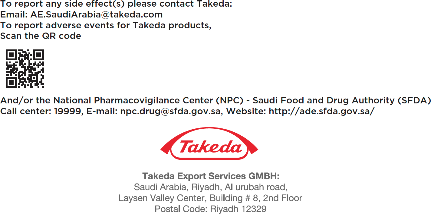 Takeda contact information, adverse event reporting, and company address